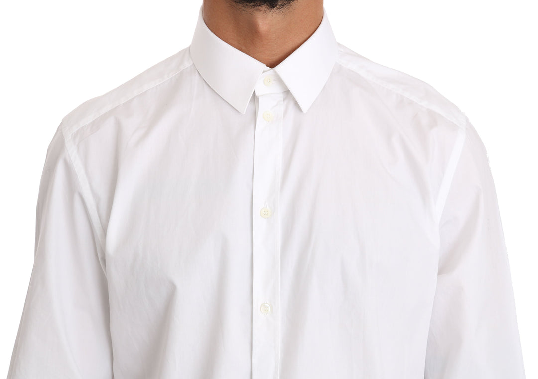 Men’s Dolce & Gabbana White Cotton Gold Dress Shirt