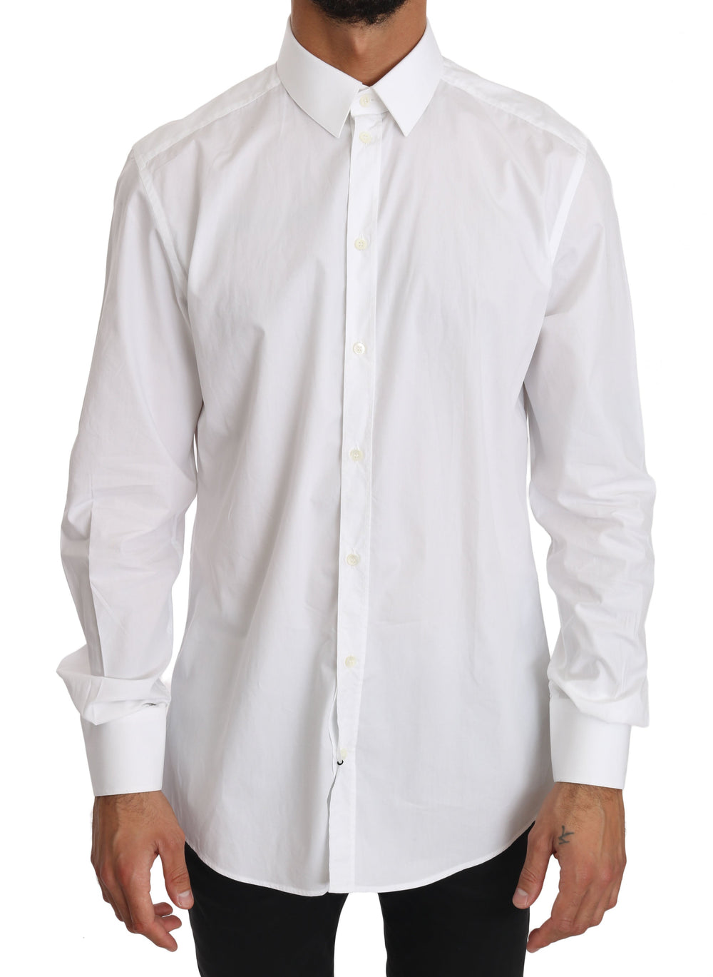 Men’s Dolce & Gabbana White Cotton Gold Dress Shirt