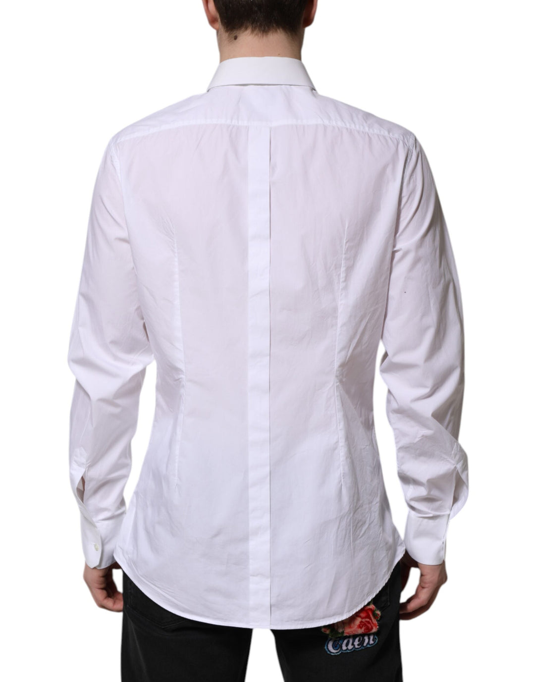 Men’s Dolce &amp; Gabbana White Cotton Gold Long Sleeves Dress Shirt