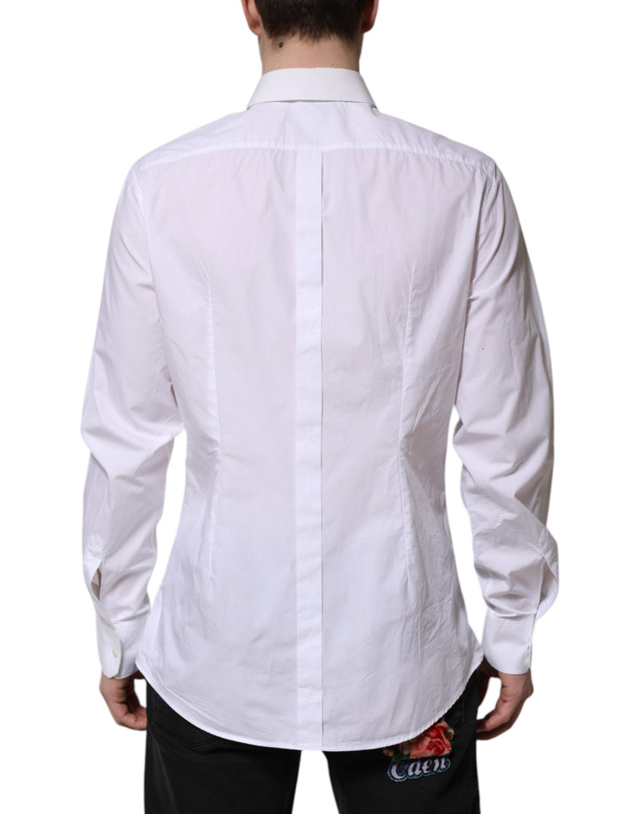 Men’s Dolce &amp; Gabbana White Cotton Gold Long Sleeves Dress Shirt