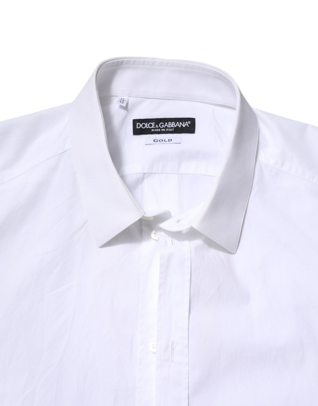 Men’s Dolce &amp; Gabbana White Cotton Gold Long Sleeves Dress Shirt