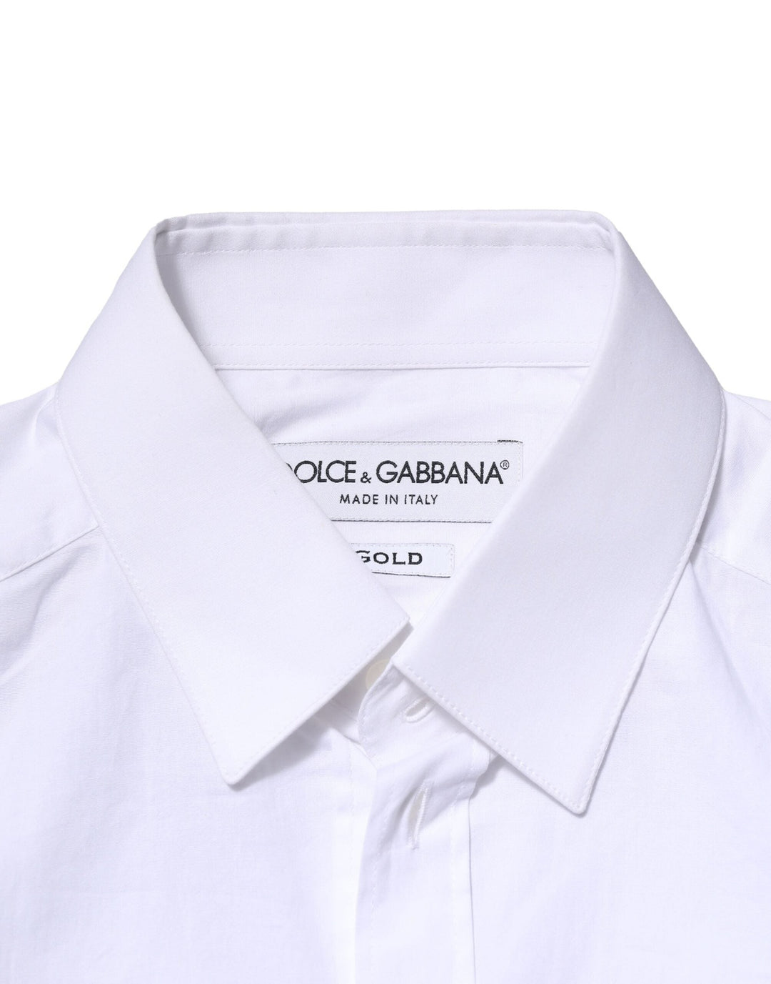 Men’s Dolce &amp; Gabbana White Cotton Gold Long Sleeves Dress Shirt