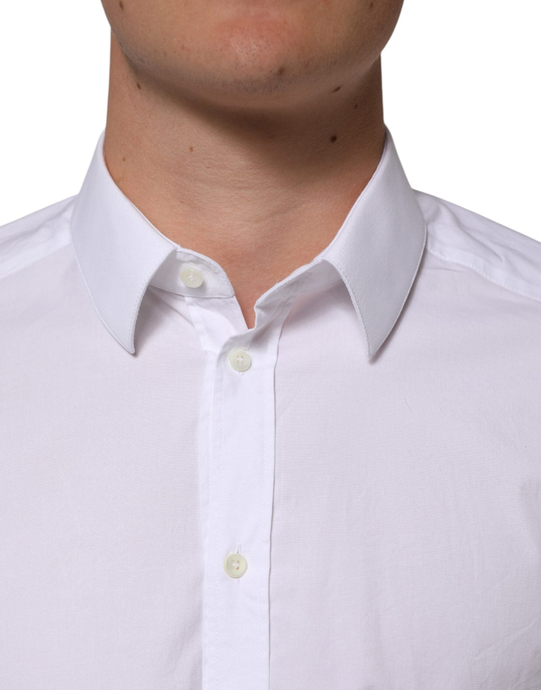 Men’s Dolce &amp; Gabbana White Cotton Gold Long Sleeves Formal Men Shirt