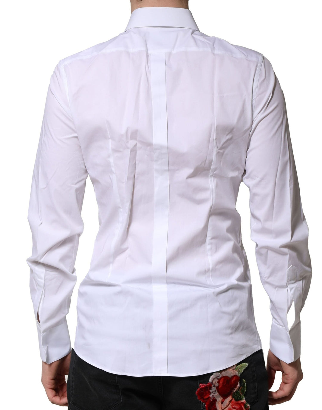 Dolce &amp; Gabbana White Cotton GOLD Long Sleeves Formal Shirt