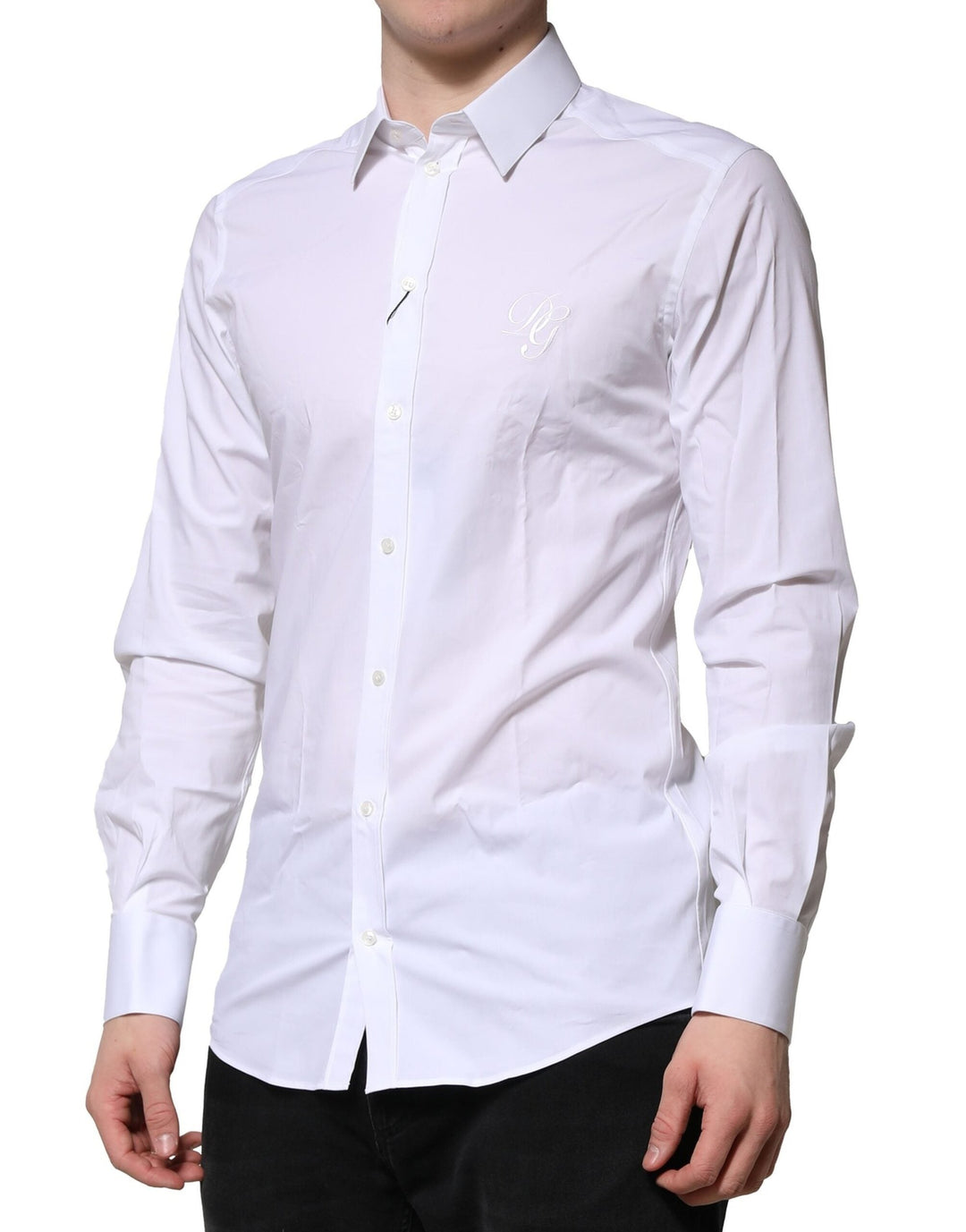 Dolce &amp; Gabbana White Cotton GOLD Long Sleeves Formal Shirt