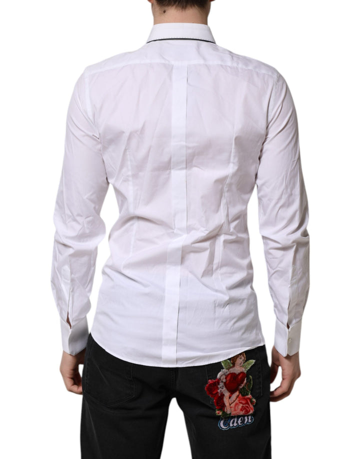 Men’s Dolce &amp; Gabbana White Cotton Gold Long Sleeves Formal Shirt