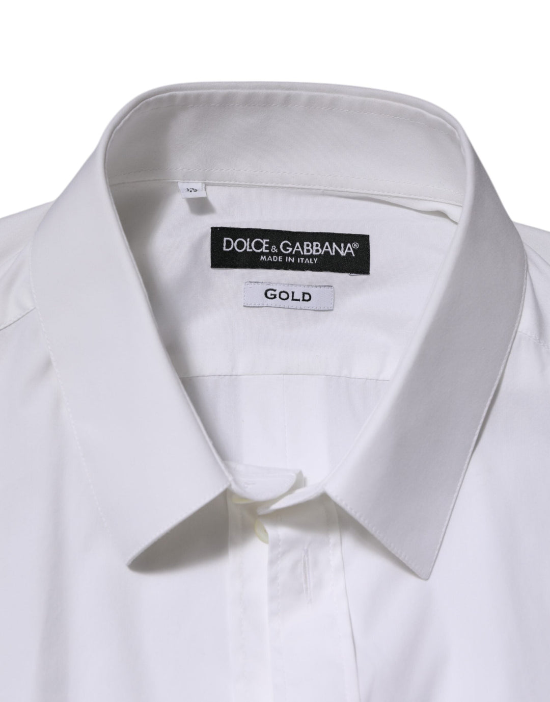 Men’s Dolce &amp; Gabbana White Cotton Gold Long Sleeves Formal Shirt