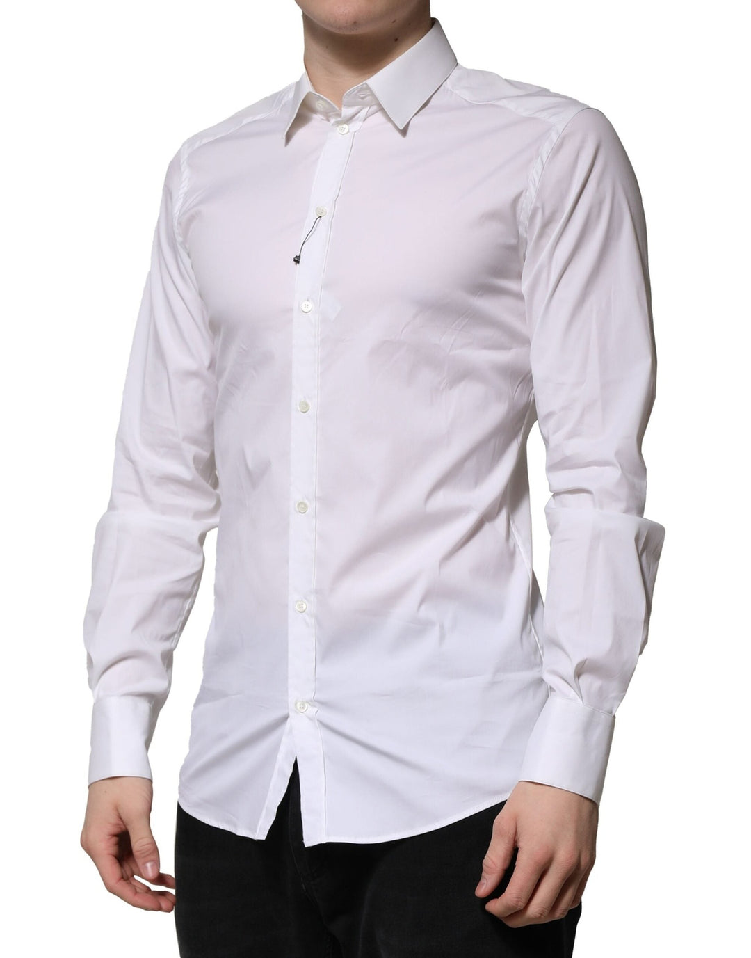 Men’s Dolce &amp; Gabbana White Cotton Gold Long Sleeves Formal Shirt