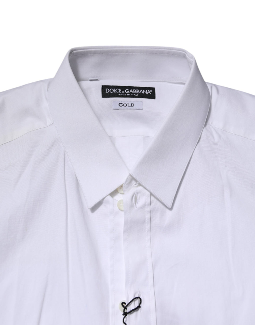 Men’s Dolce &amp; Gabbana White Cotton Gold Long Sleeves Formal Shirt