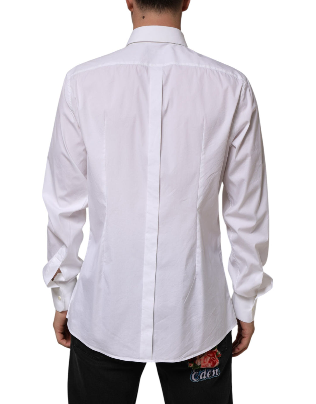 Men’s Dolce &amp; Gabbana White Cotton Gold Long Sleeves Formal Shirt