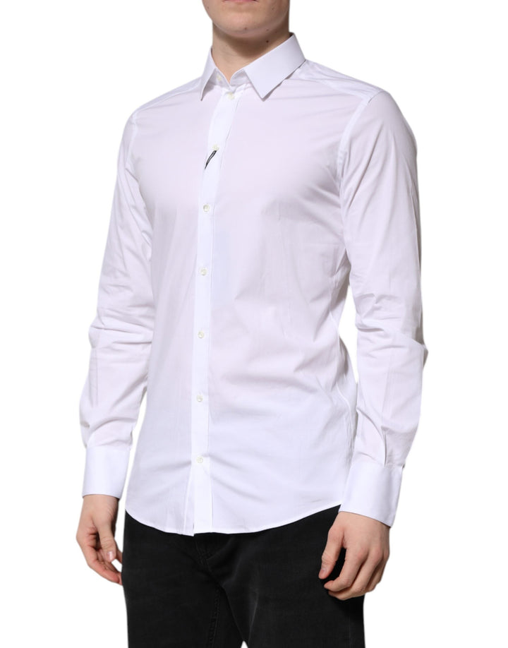 Men’s Dolce &amp; Gabbana White Cotton Gold Long Sleeves Formal Shirt