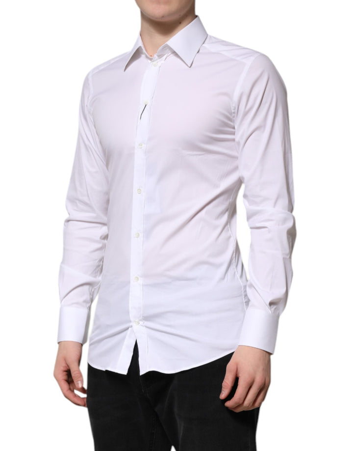 Men’s Dolce &amp; Gabbana White Cotton Gold Long Sleeves Formal Shirt