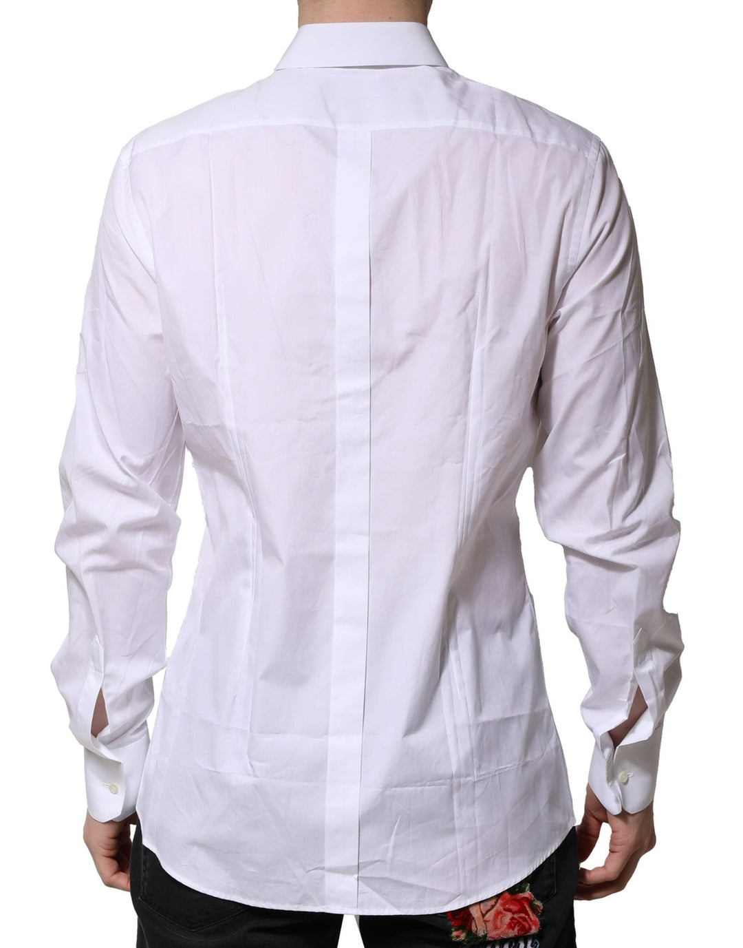 Dolce &amp; Gabbana White Cotton Gold Long Sleeves Formal Shirt