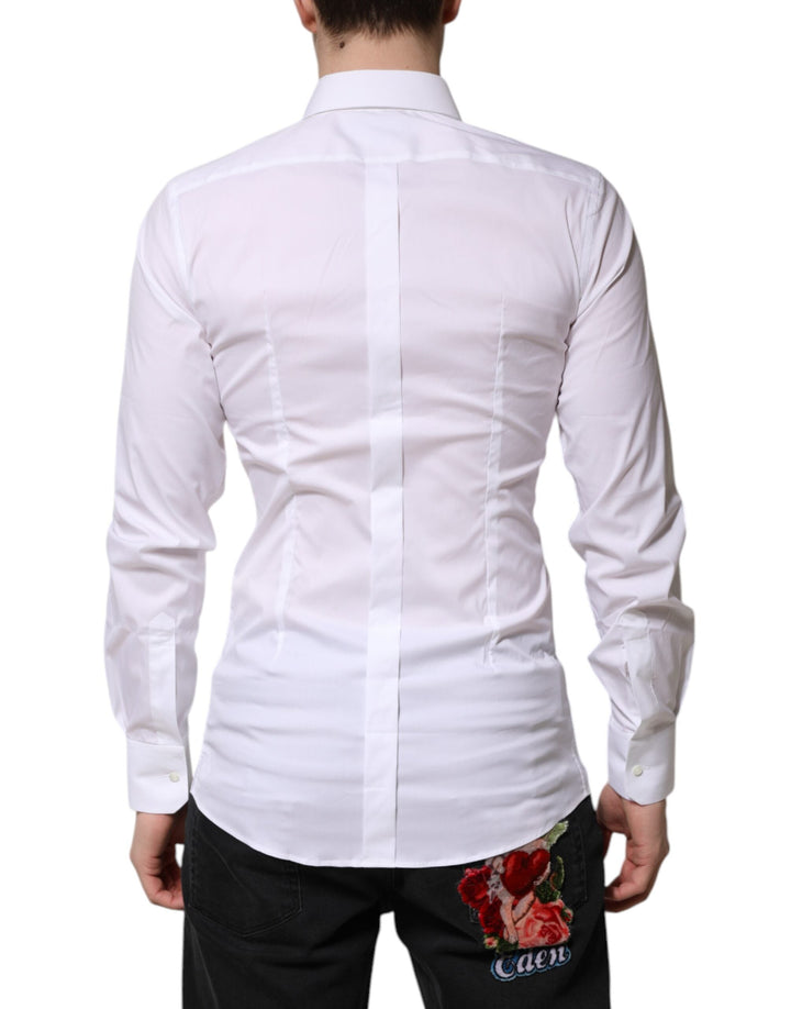 Men’s Dolce &amp; Gabbana White Cotton Gold Long Sleeves Formal Shirt