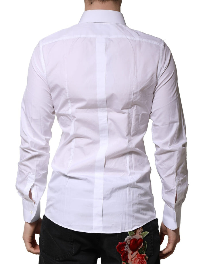 Men’s Dolce &amp; Gabbana White Cotton Gold Long Sleeves Formal Shirt