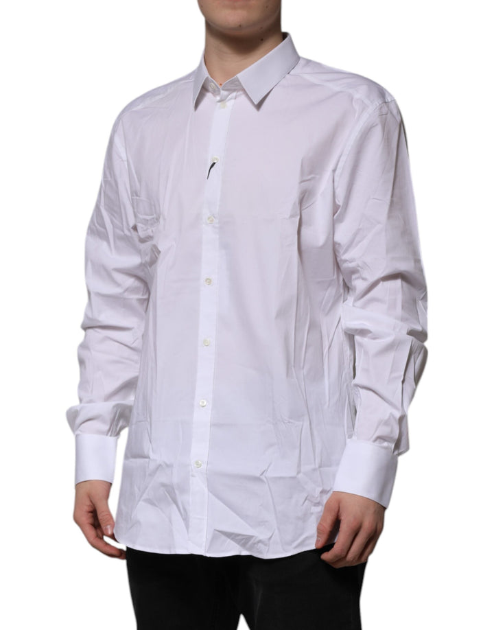 Men’s Dolce &amp; Gabbana White Cotton Gold Long Sleeves Formal Shirt