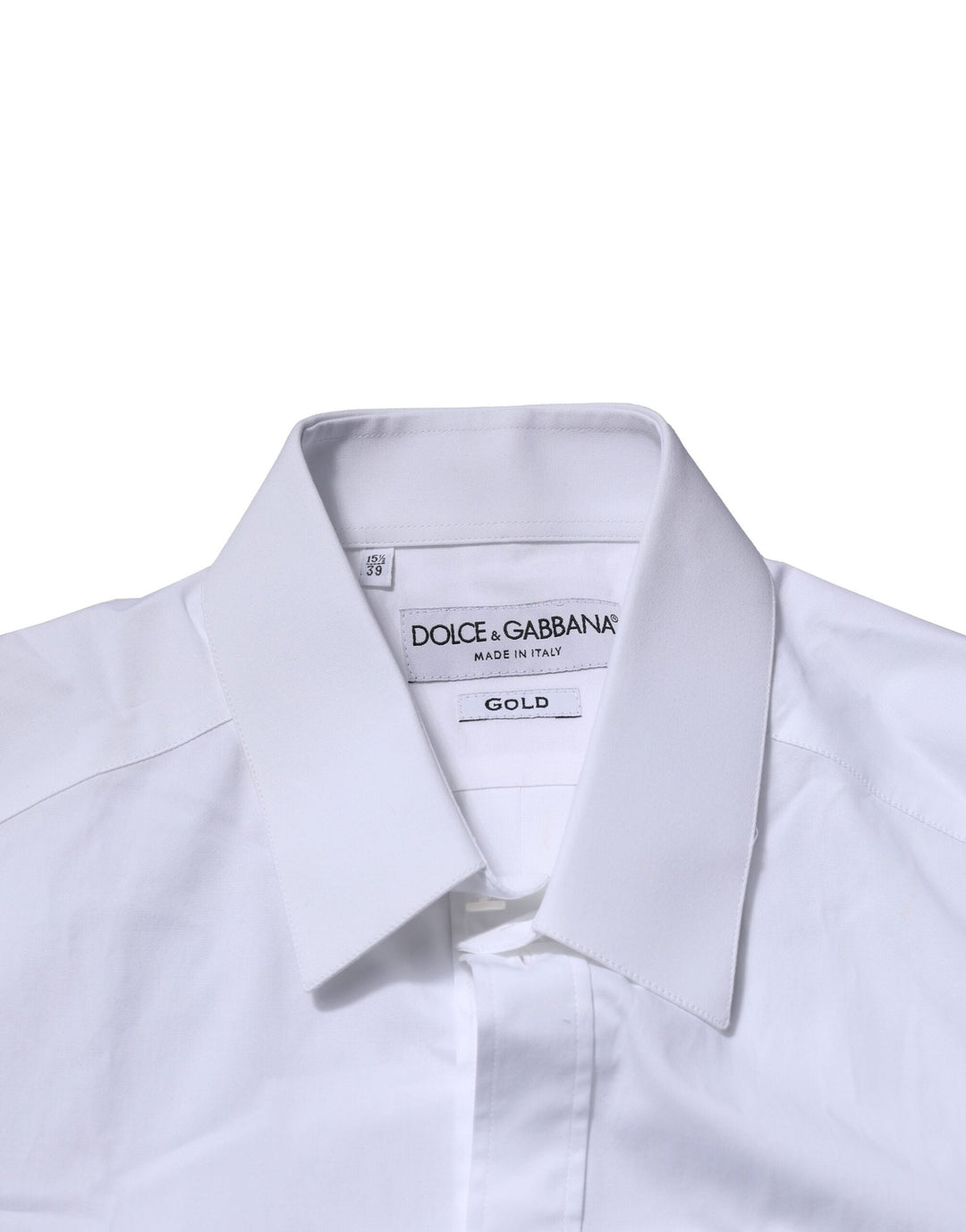 Dolce &amp; Gabbana White Cotton GOLD Long Sleeves Formal Shirt