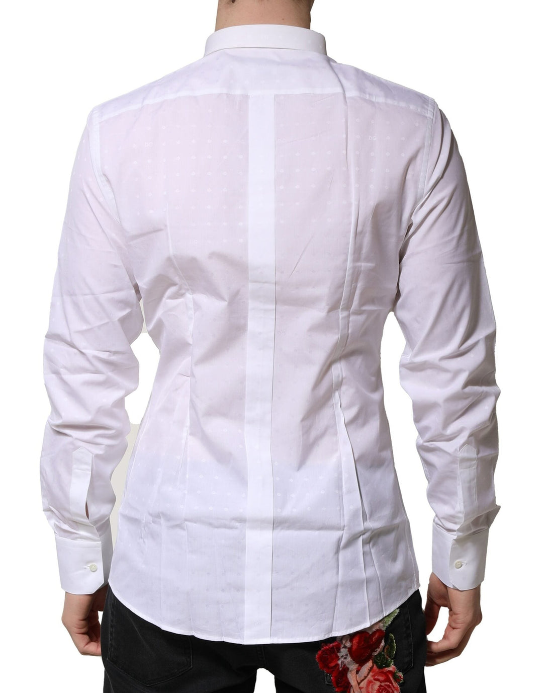 Men’s Dolce &amp; Gabbana White Cotton Gold Long Sleeves Formal Shirt