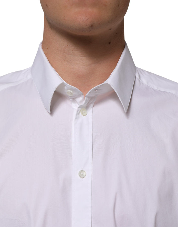 Men’s Dolce &amp; Gabbana White Cotton Gold Long Sleeves Formal Shirt
