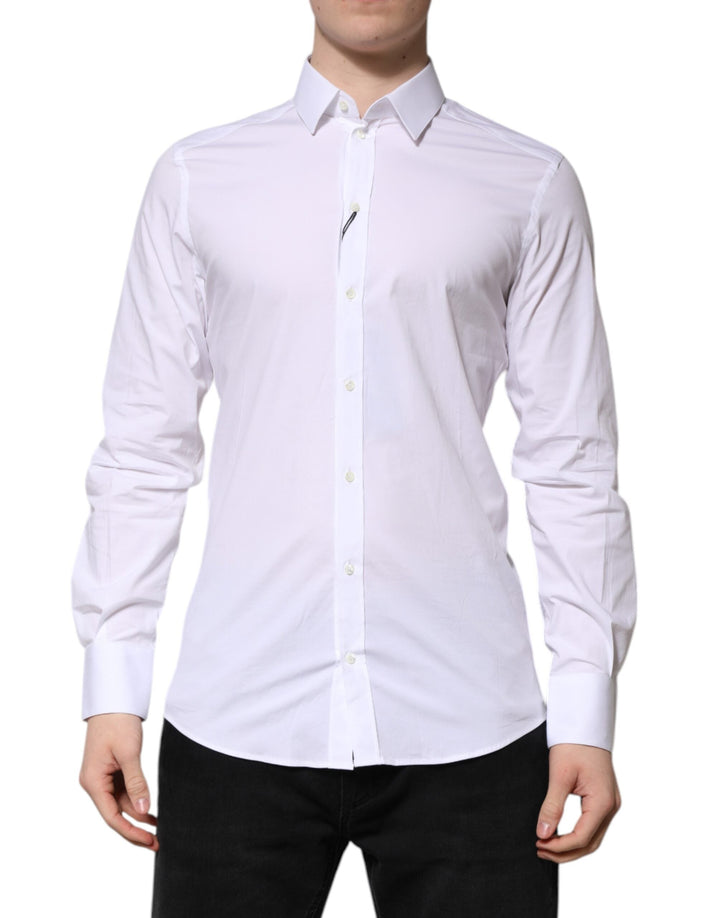 Men’s Dolce &amp; Gabbana White Cotton Gold Long Sleeves Formal Shirt