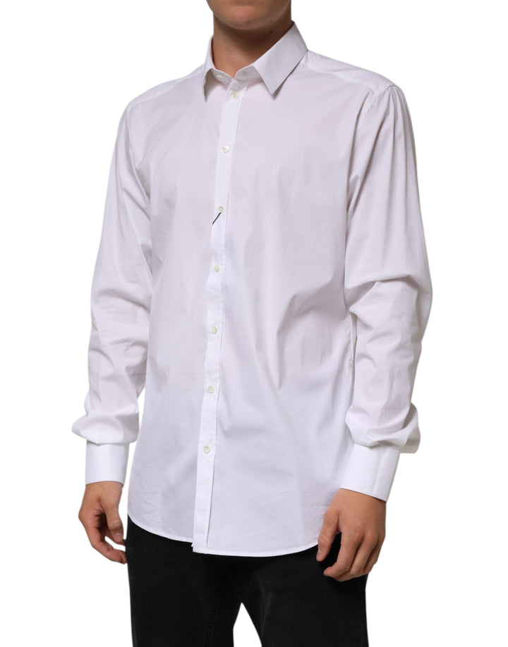 Men’s Dolce &amp; Gabbana White Cotton Gold Long Sleeves Formal Shirt