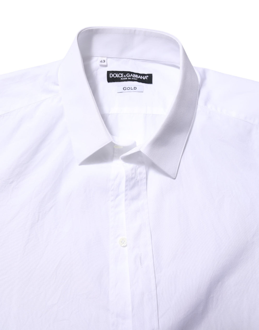 Dolce &amp; Gabbana White Cotton Gold Long Sleeves Formal Shirt