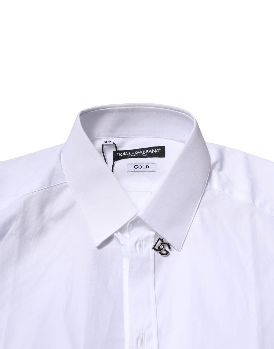 Men’s Dolce &amp; Gabbana White Cotton Gold Long Sleeves Formal Shirt