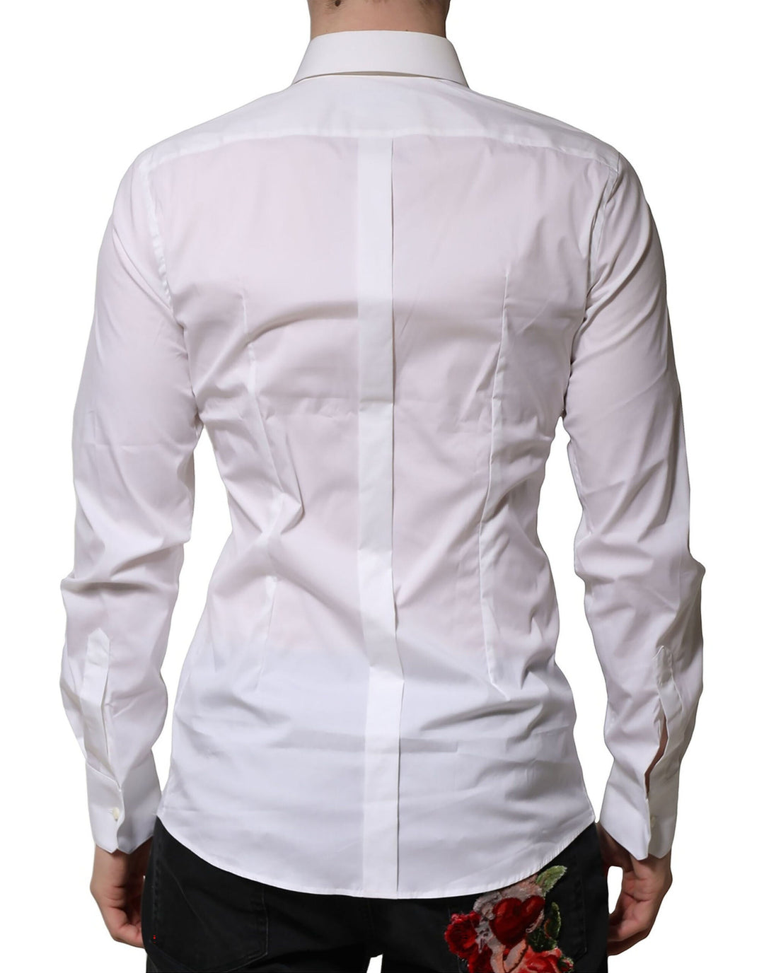 Men’s Dolce &amp; Gabbana White Cotton Gold Long Sleeves Formal Shirt