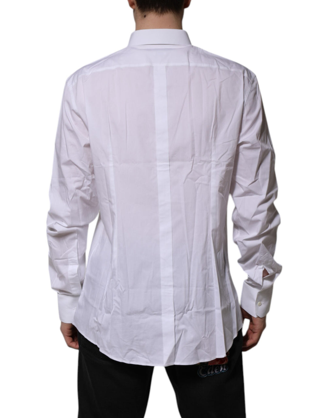 Men’s Dolce &amp; Gabbana White Cotton Gold Long Sleeves Formal Shirt