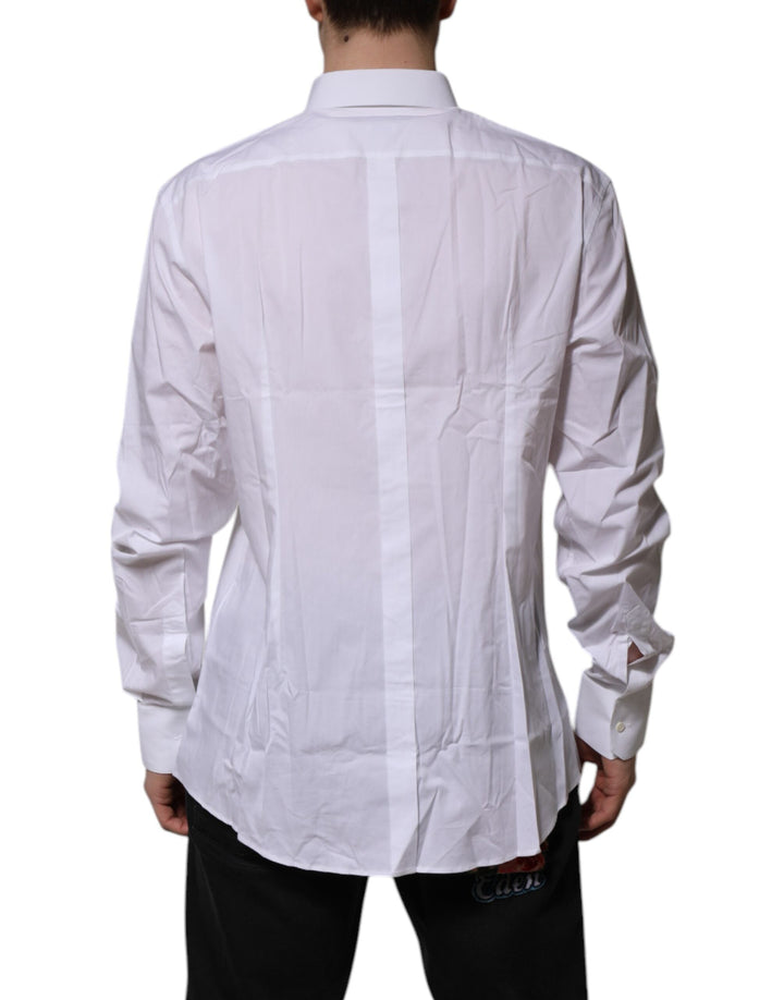 Men’s Dolce &amp; Gabbana White Cotton Gold Long Sleeves Formal Shirt