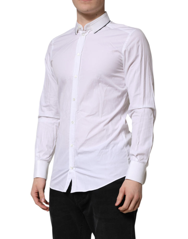 Men’s Dolce &amp; Gabbana White Cotton Gold Long Sleeves Formal Shirt