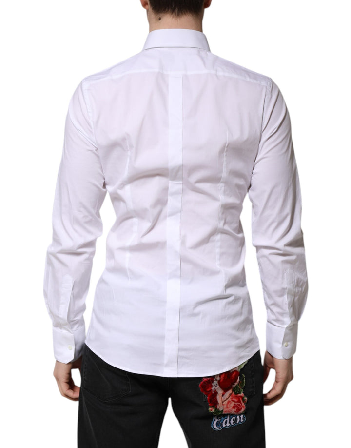 Men’s Dolce &amp; Gabbana White Cotton Gold Long Sleeves Formal Shirt