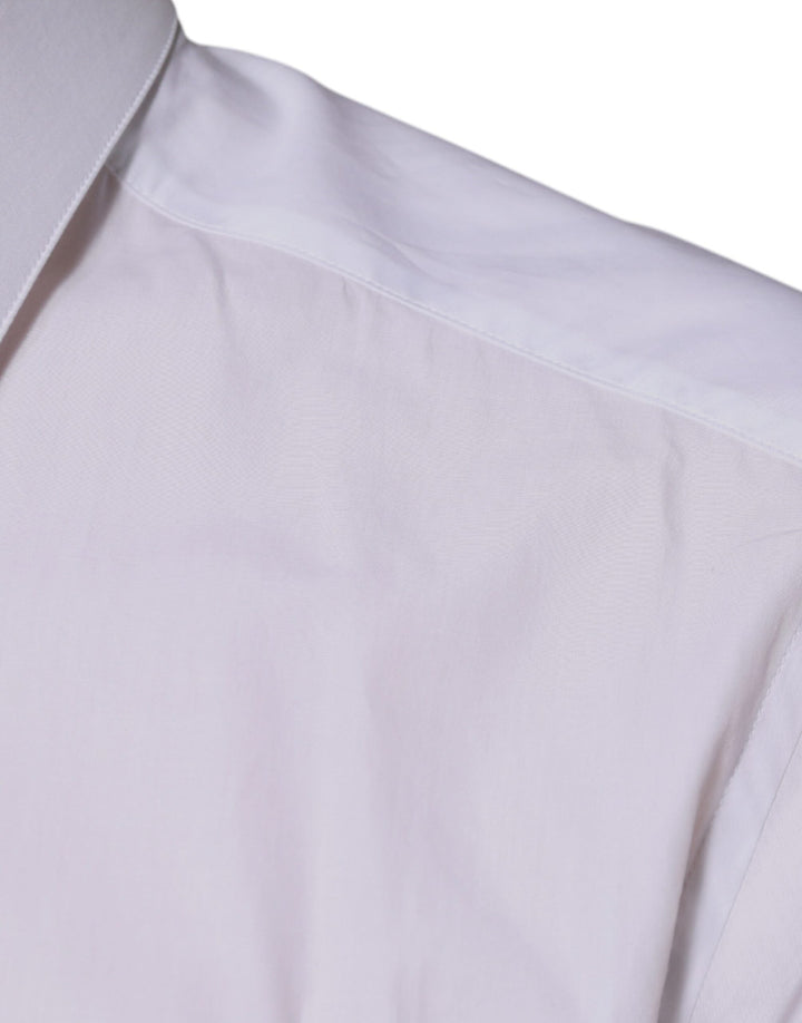 Men’s Dolce &amp; Gabbana White Cotton Logo Formal Men Gold Dress Shirt