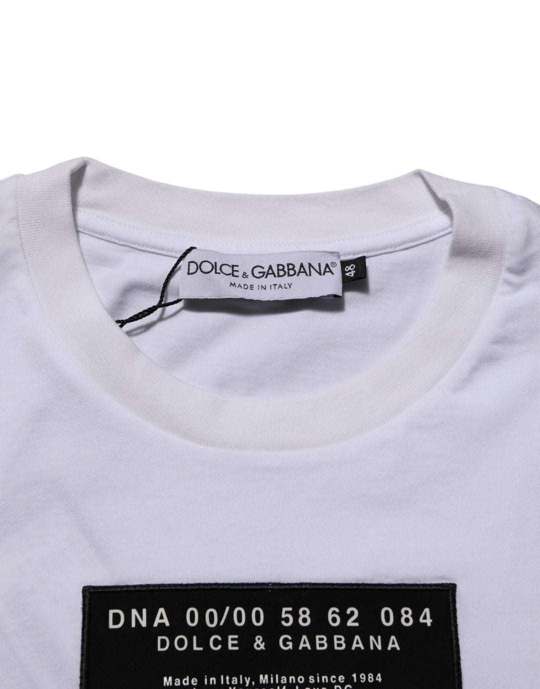 Dolce &amp; Gabbana White Cotton Logo Print Crew Neck Men T-shirt