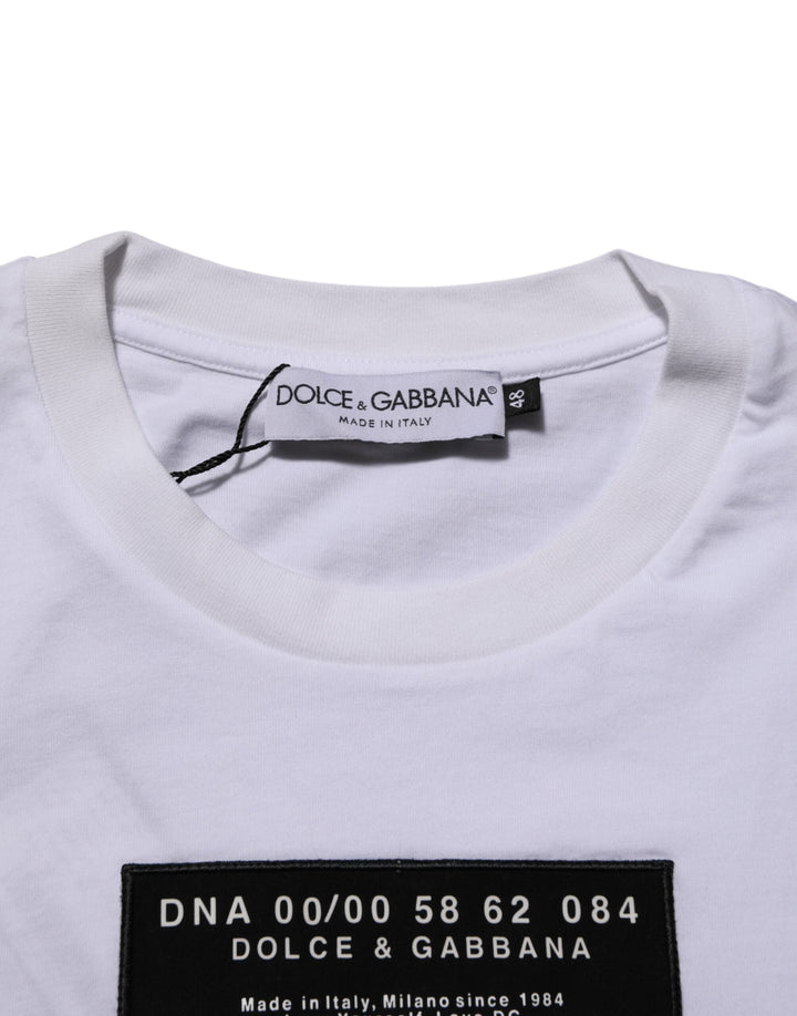 Dolce &amp; Gabbana White Cotton Logo Print Crew Neck Men T-shirt