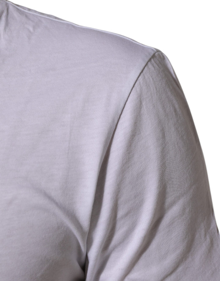 Dolce &amp; Gabbana White Cotton Logo Print Crew Neck T-shirt