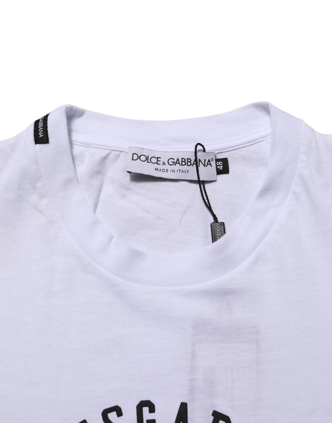 Dolce &amp; Gabbana White Cotton Logo Print Crew Neck T-shirt