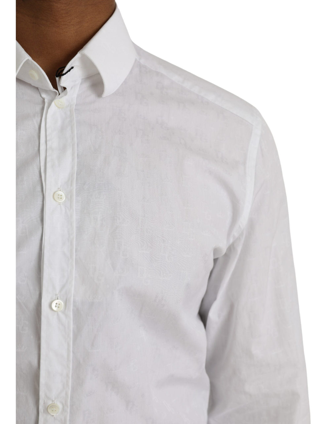 Dolce &amp; Gabbana White Cotton Long Sleeve Dress Gold Shirt
