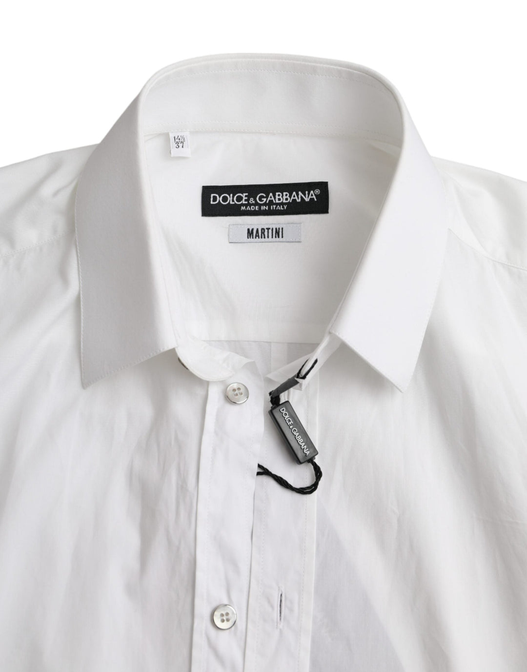 Dolce &amp; Gabbana White Cotton Long Sleeve Dress Martini Shirt