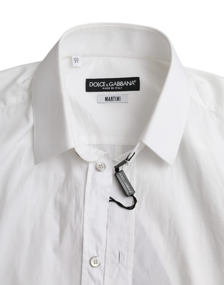 Dolce &amp; Gabbana White Cotton Long Sleeve Dress Martini Shirt