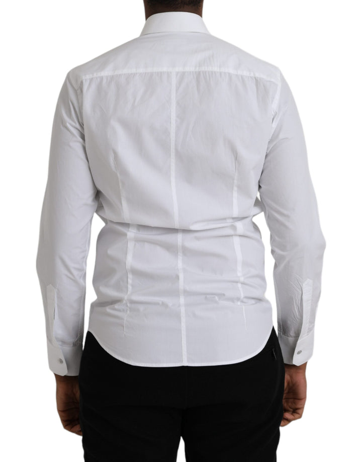 Dolce &amp; Gabbana White Cotton Long Sleeve Dress Martini Shirt