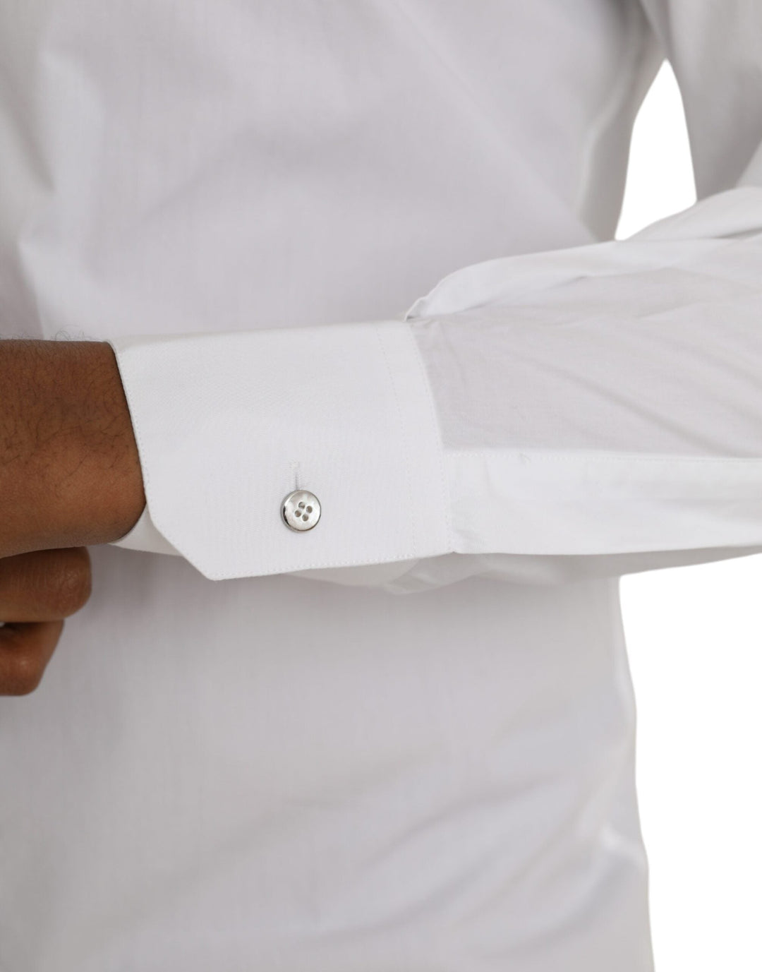 Dolce &amp; Gabbana White Cotton Long Sleeve Dress Martini Shirt