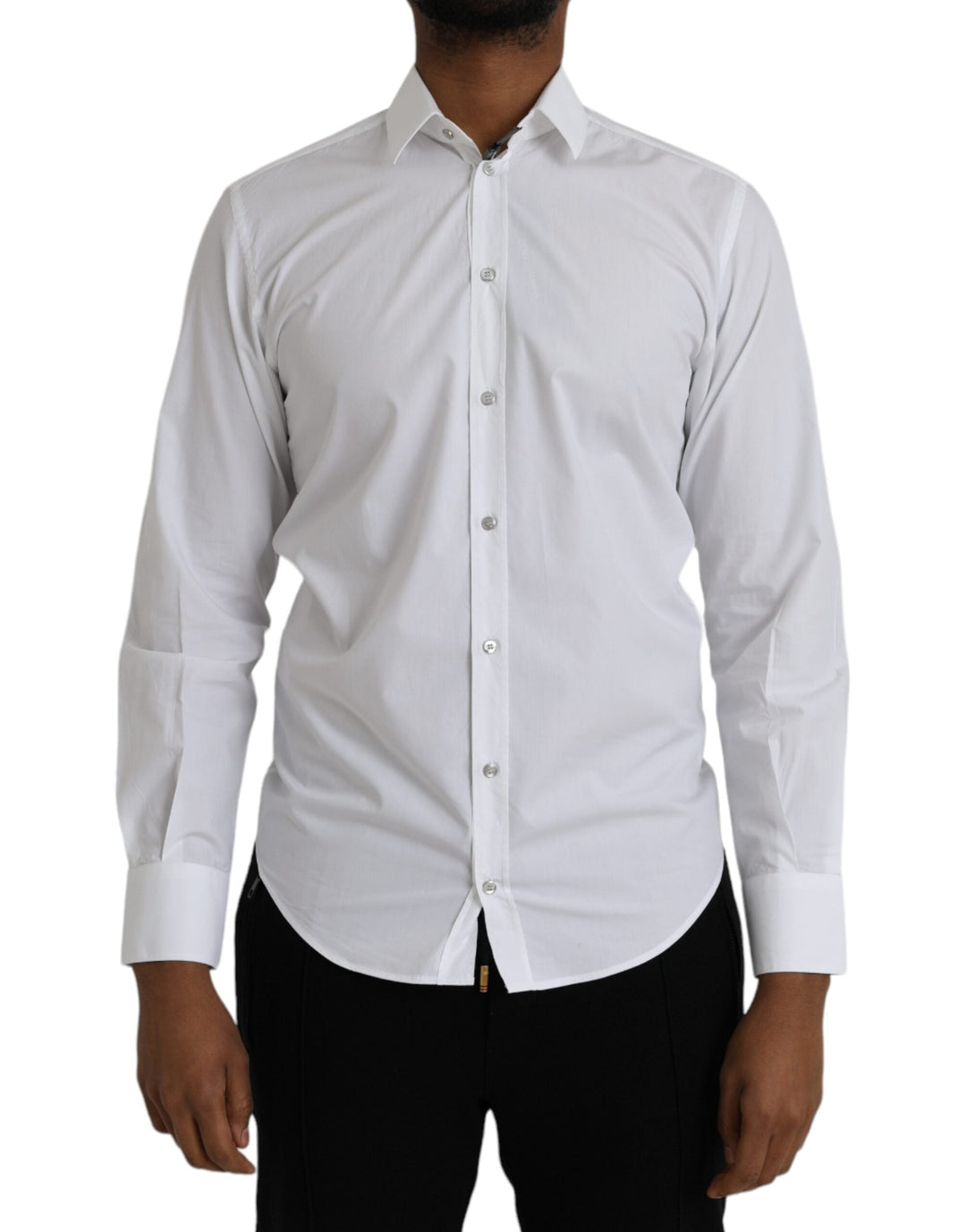 Dolce &amp; Gabbana White Cotton Long Sleeve Dress Martini Shirt