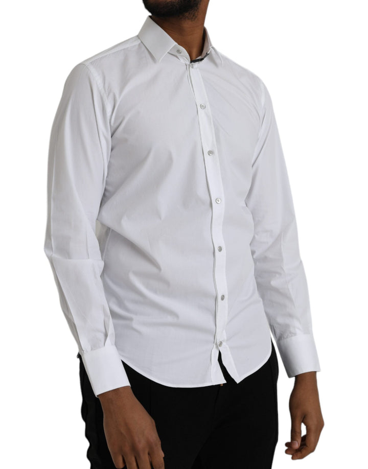 Men’s Dolce &amp; Gabbana White Cotton Long Sleeve Dress Martini Shirt