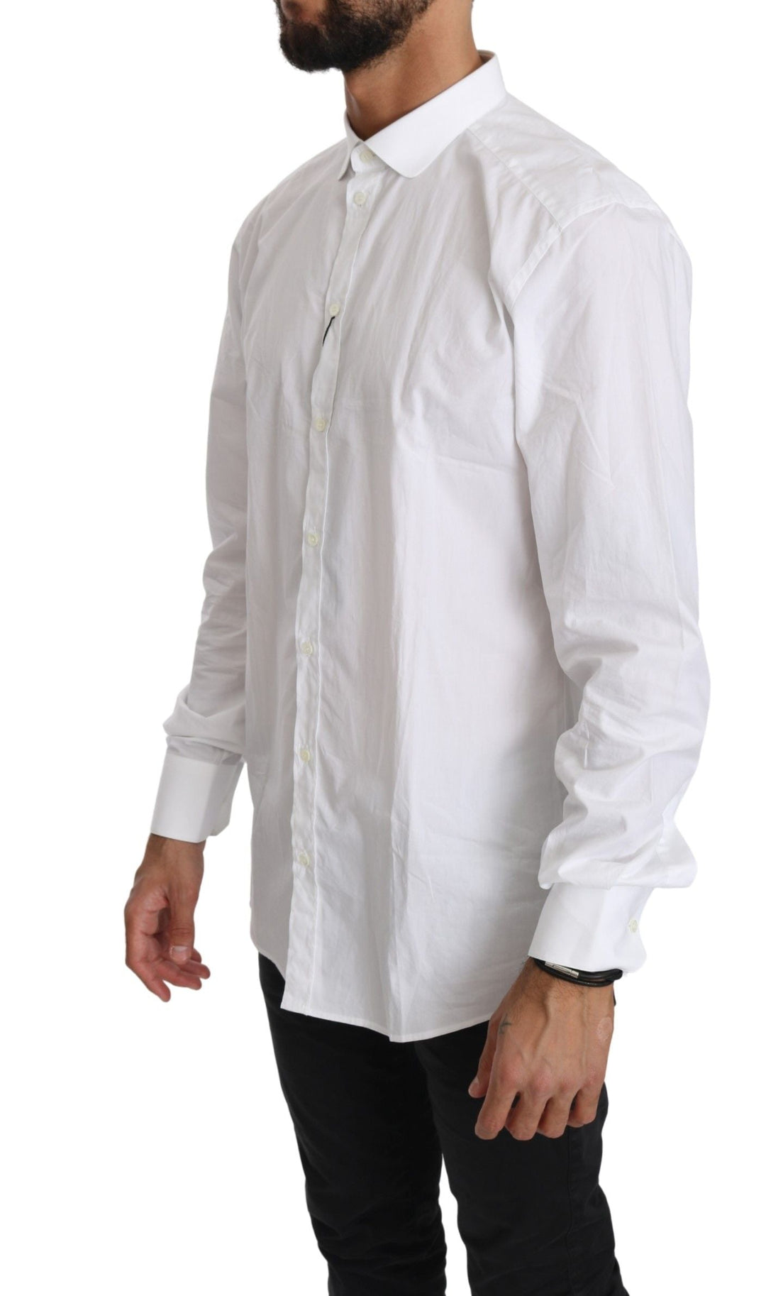 Men’s Dolce & Gabbana White Cotton Long Sleeve Top Shirt