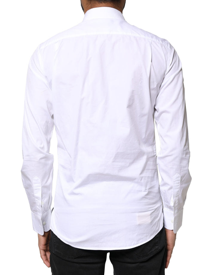 Men’s Dolce &amp; Gabbana White Cotton Long Sleeves Formal Dress Shirt