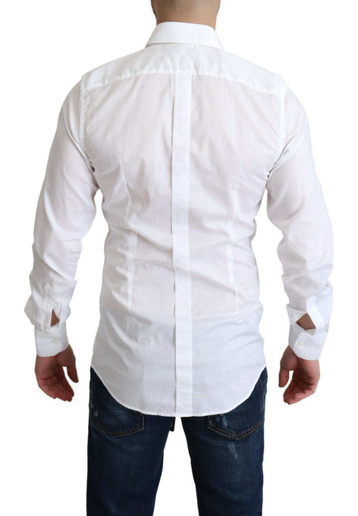 Men’s Dolce &amp; Gabbana White Cotton Long Sleeves Formal Shirt