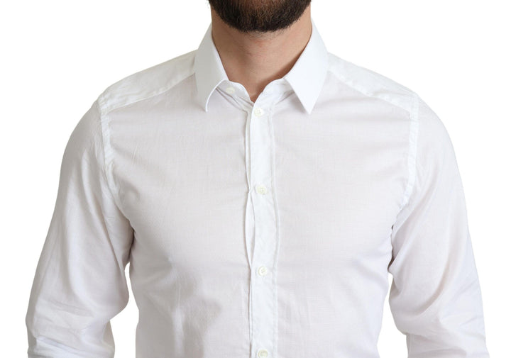Men’s Dolce &amp; Gabbana White Cotton Long Sleeves Formal Shirt