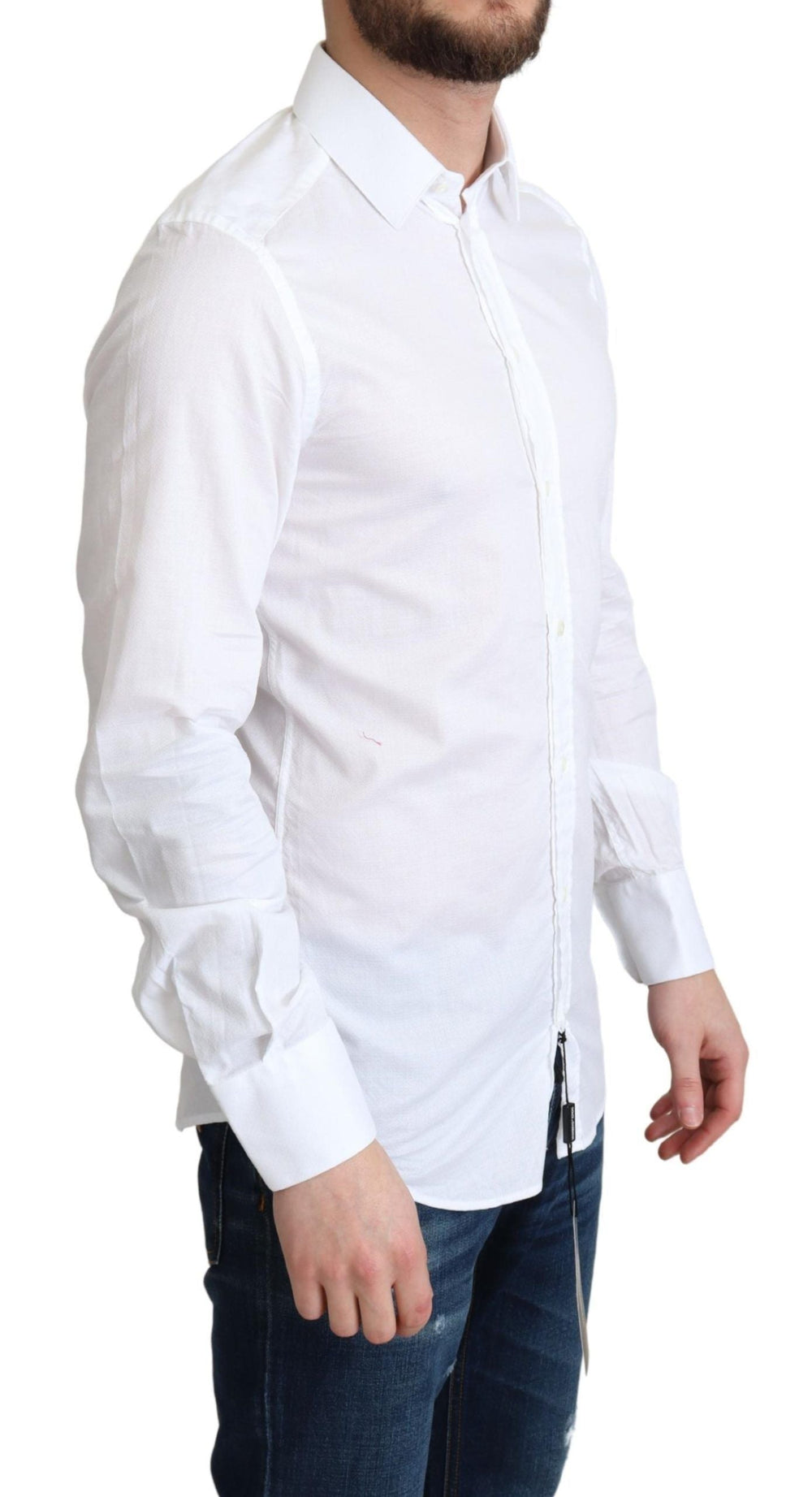 Men’s Dolce & Gabbana White Cotton Long Sleeves Formal Shirt