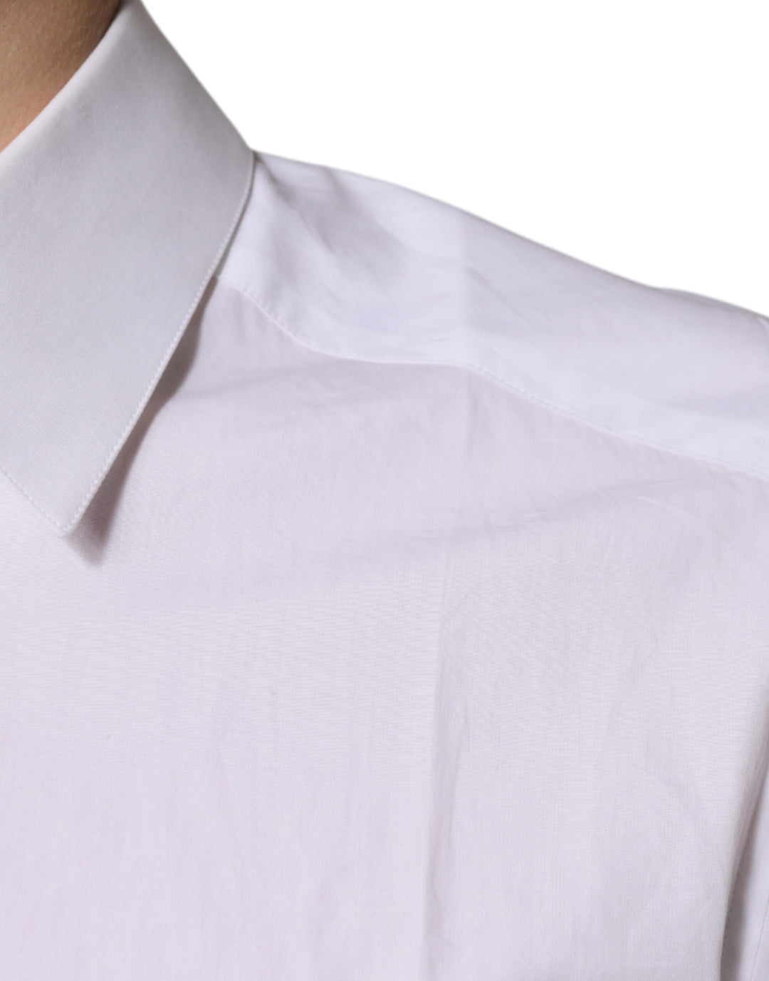 Dolce &amp; Gabbana White Cotton Long Sleeves Gold Dress Shirt
